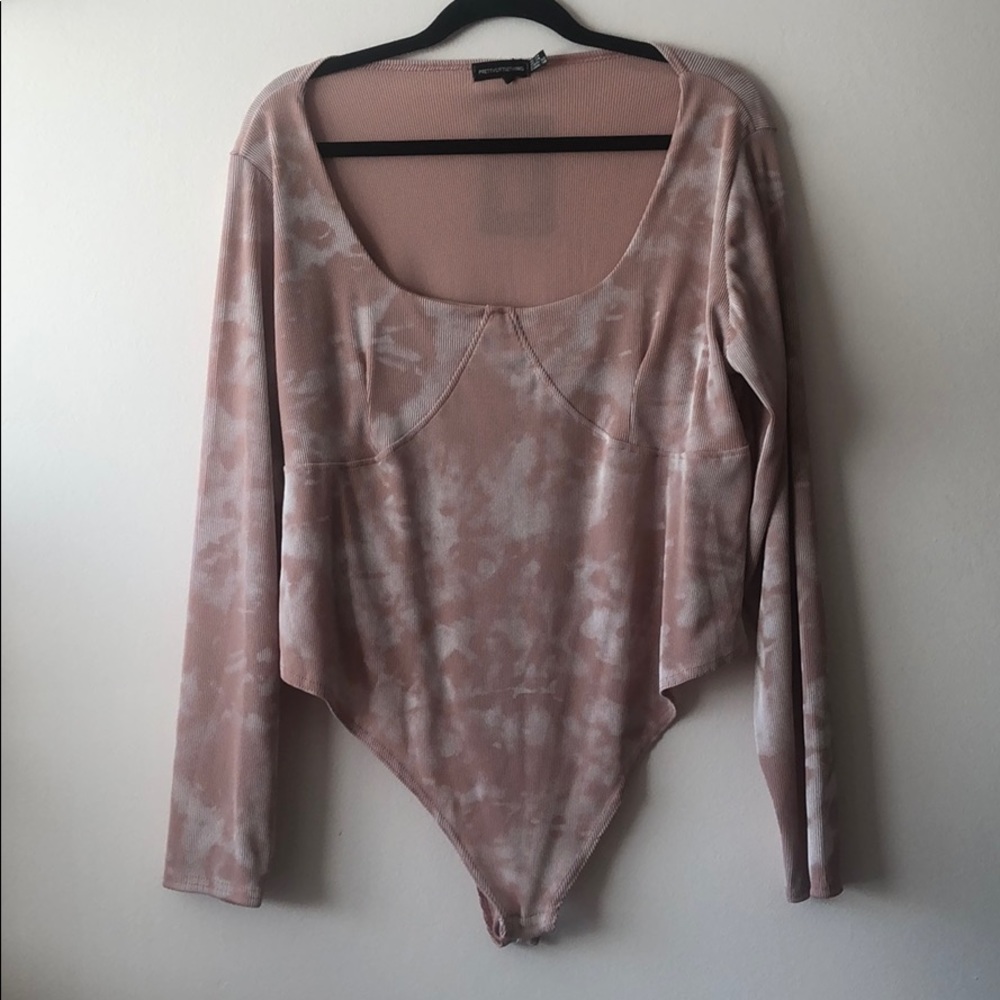 PLT Long Sleeve Ribbed Tie-Dye Bodysuit